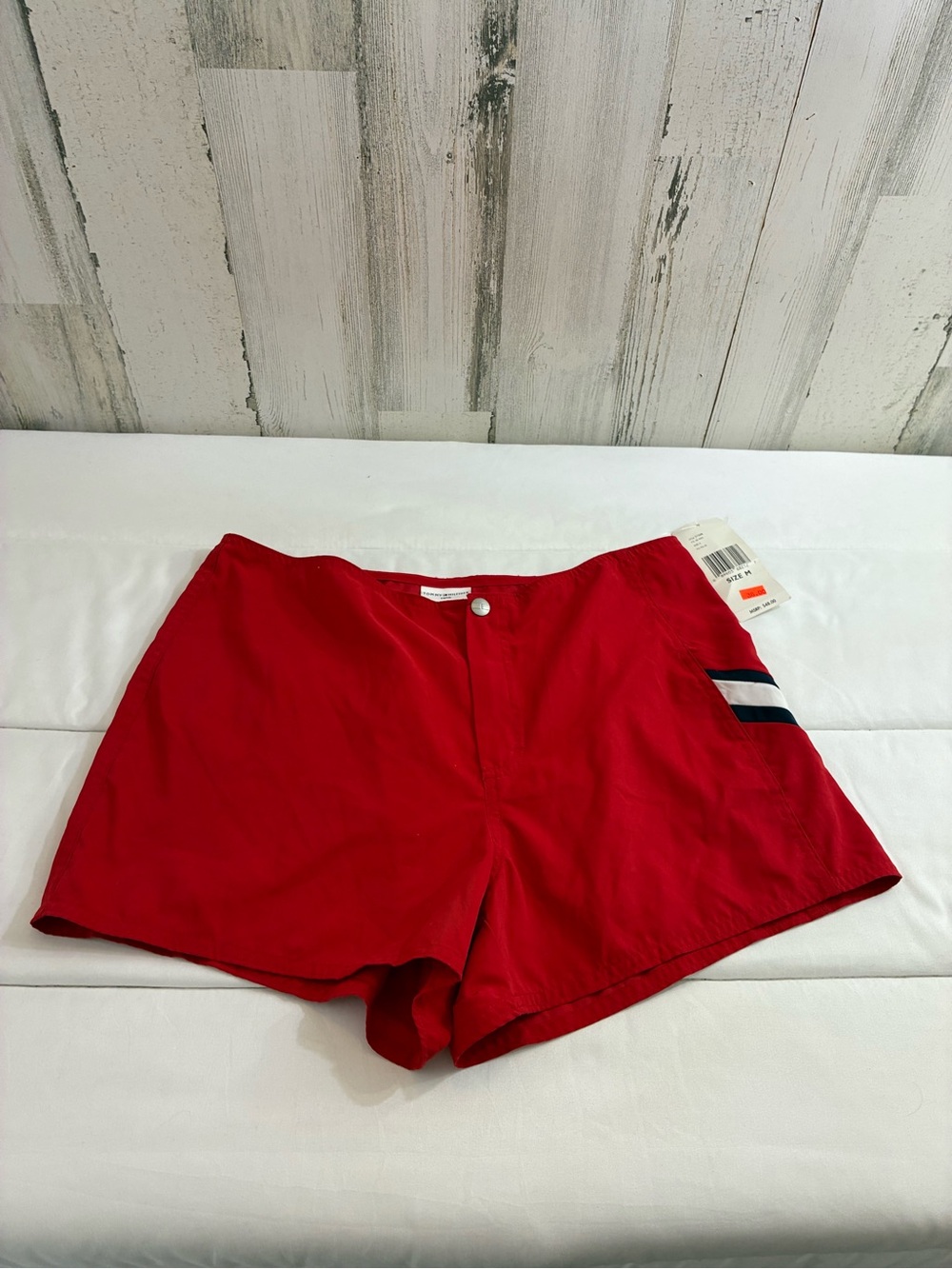 Tommy Hilfiger Red Women's swim Shorts with Navy & White Stripe NWT
